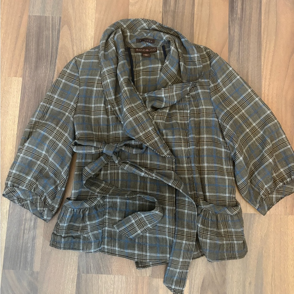 Bandolino Gray Plaid Cape Jacket